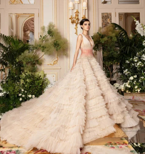 Haute Puffy Nude Ruffle Wedding Cake Frilled Fabric MegaBDM