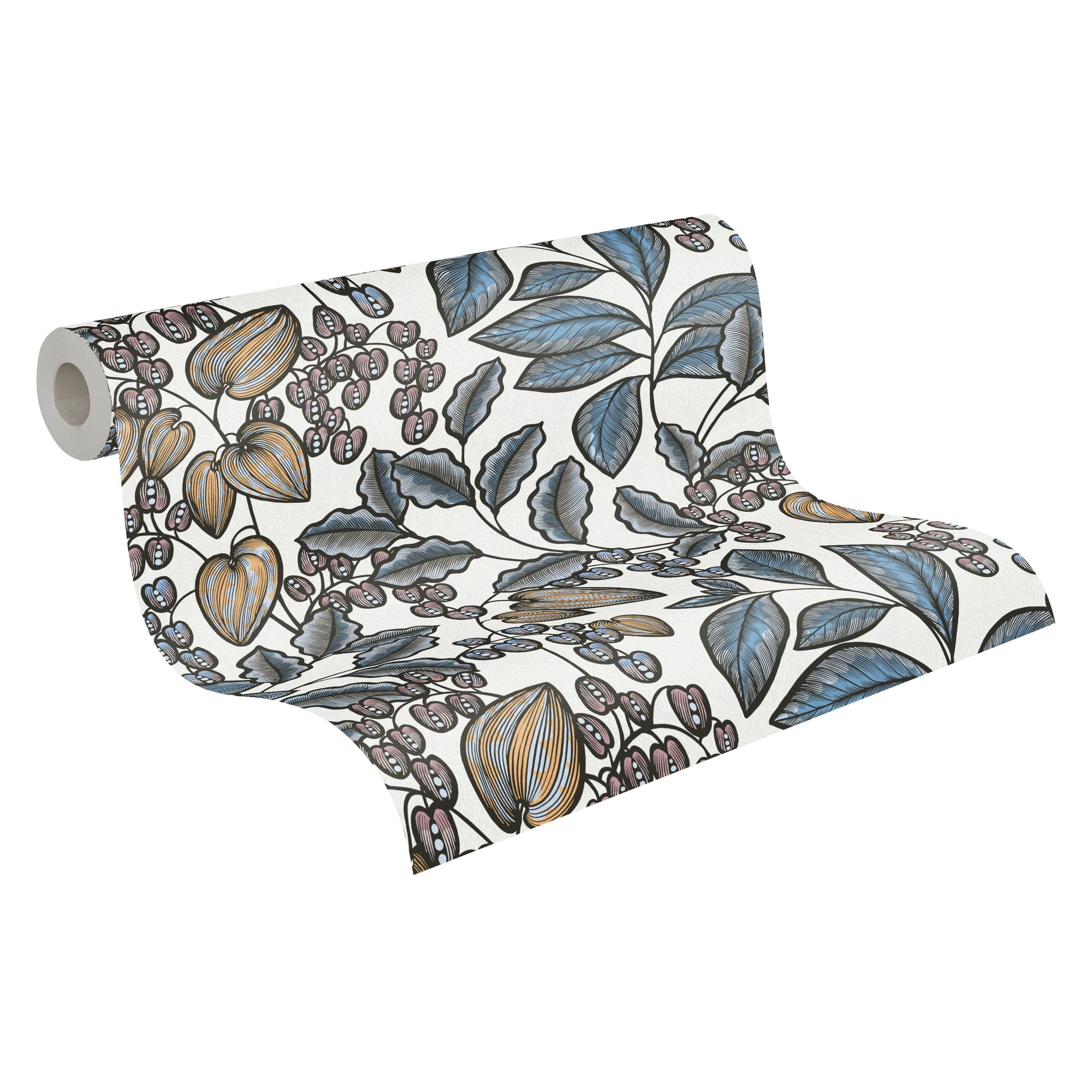 Made in Germany - Luxury Wallpaper rolls Floral Blue White Yellow Black Non Woven Contract Wallpaper for Hotel - 1005 x 053 m