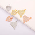 QIKU Dainty 18K Gold Plated Copper Heart Charm Pendant with Cubic Zirconia for Necklace DIY Jewelry Accessories