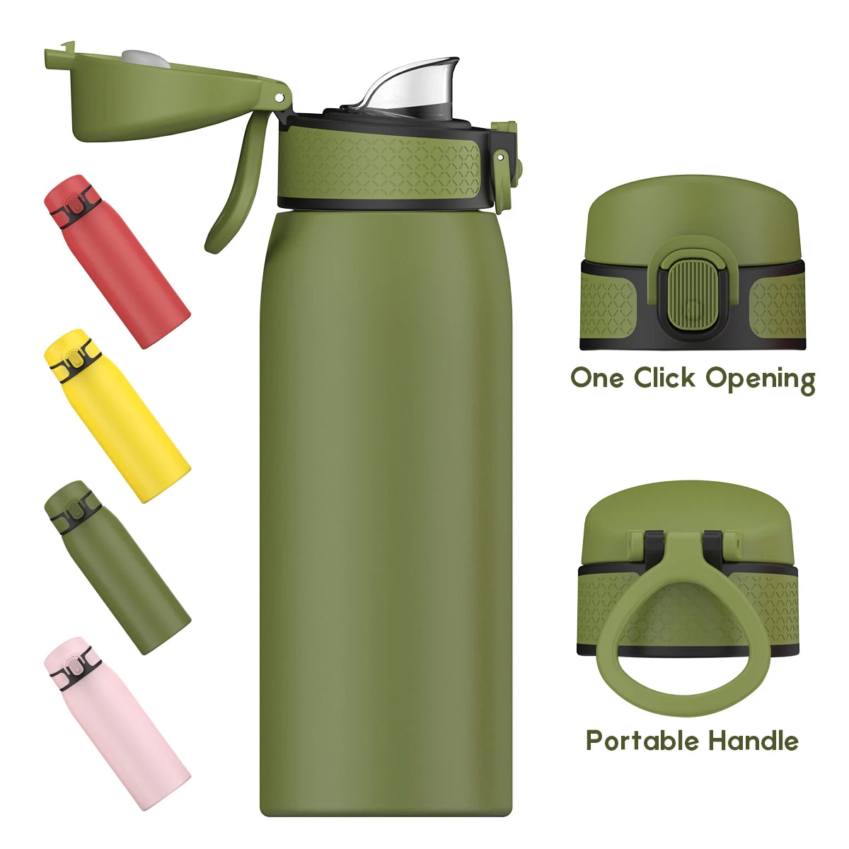 Wholesale 550ml Double Wall Stainless Steel Portable Hoop Eco-Friendly Vacuum Thermo Powder Coated Solid Color Camping Drinkware