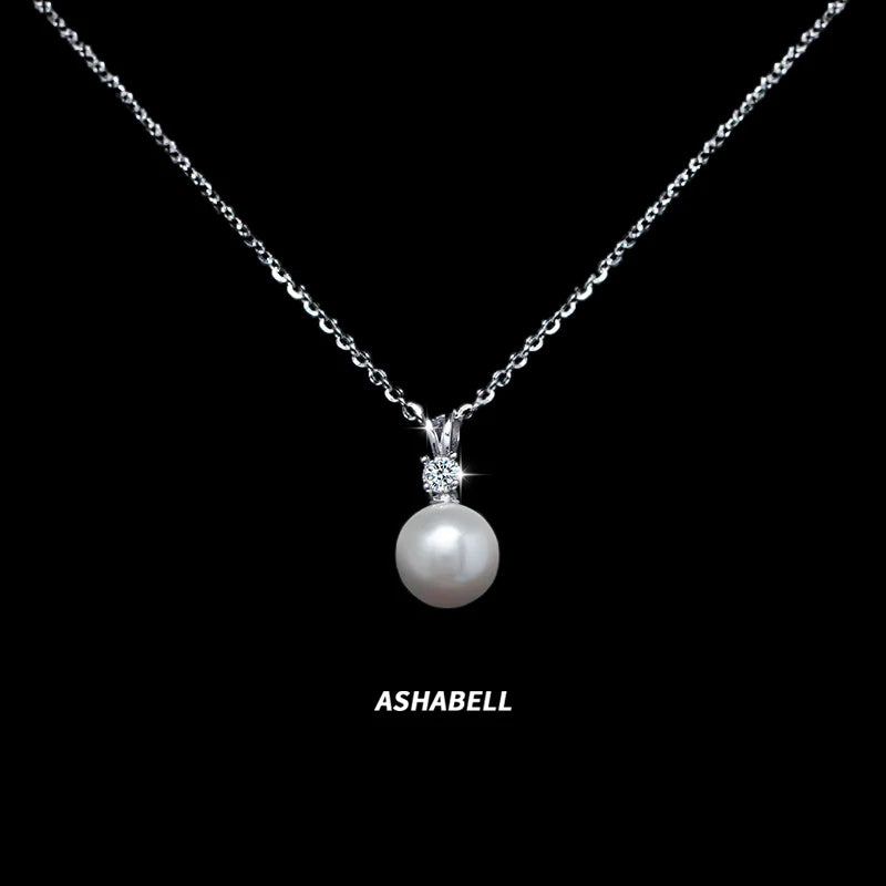 Light Luxury Fashion Freshwater Pearl Pendant Moissanite S925 Sterling Silver Necklace Female Valentine's Day Gift