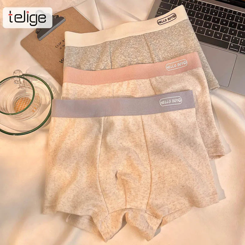 High Quality New Arrival Jacquard Cotton Boxer Briefs for Men Comfortable Summer Wear Mid-Waist Youth Men Underwear