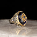Turkish Style Vintage 925 Sterling Ottoman Style Men's Ring with Rhodium and Gold Bi-color Plating Model RCEGYT-262