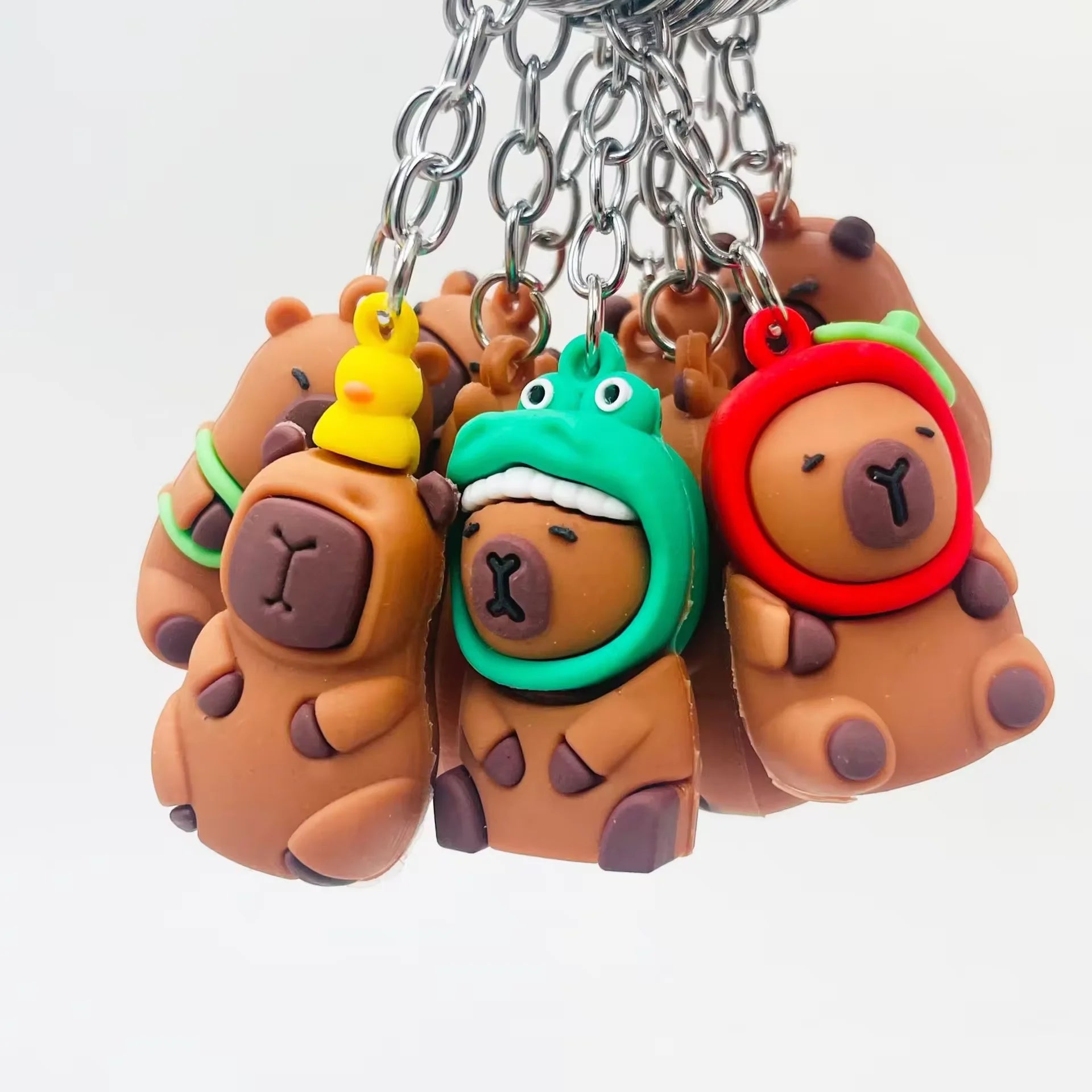 Factory Capybara Doll Silicon Keychain Capybara Anime Keychain Cartoon 3d Pvc Rubber Key Chains Cute Keyring Capybara Keychain