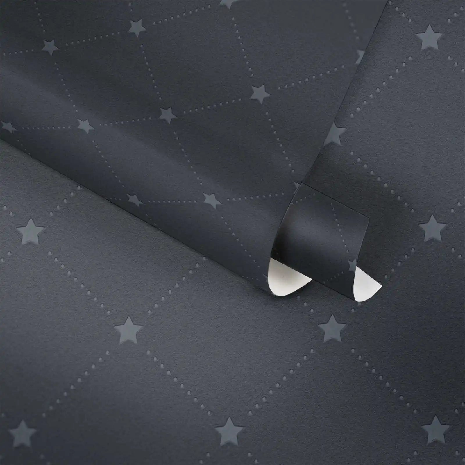 Modern Star Black Non Woven Vinyl Wallpaper Rolls-Wash-Resistant for Kitchen Hotel & Gym Use-Made in Germany 10.05x0.53m