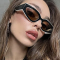 Logo Custom 2025 Trendy Retro Small Frame Women Sun Glasses UV400 Black White Patchwork Cat Eye Sunglasses