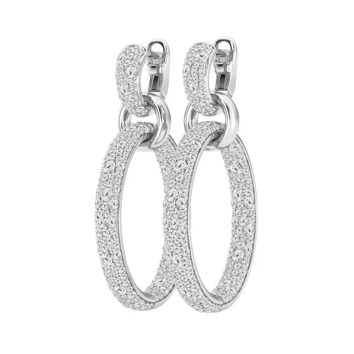 14K White Gold Hoop Earrings for Women Luxury Jewelry 4ct Lab-Grown Diamonds Prong-Set Gold Plated Gift Party