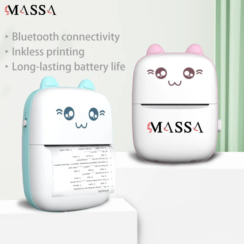 MASSA Portable 58mm Thermal Printer Mini Cute Plastic Handheld Pocket Label Printer Massa Portable Thermal Printer Mini Cute