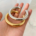 Wholesale Tarnish Free Waterproof Jewelry Smooth Chunky Cuff Bangle 18K PVD Plated Stainless Steel Statement Bracelet for Women MegaBDM
