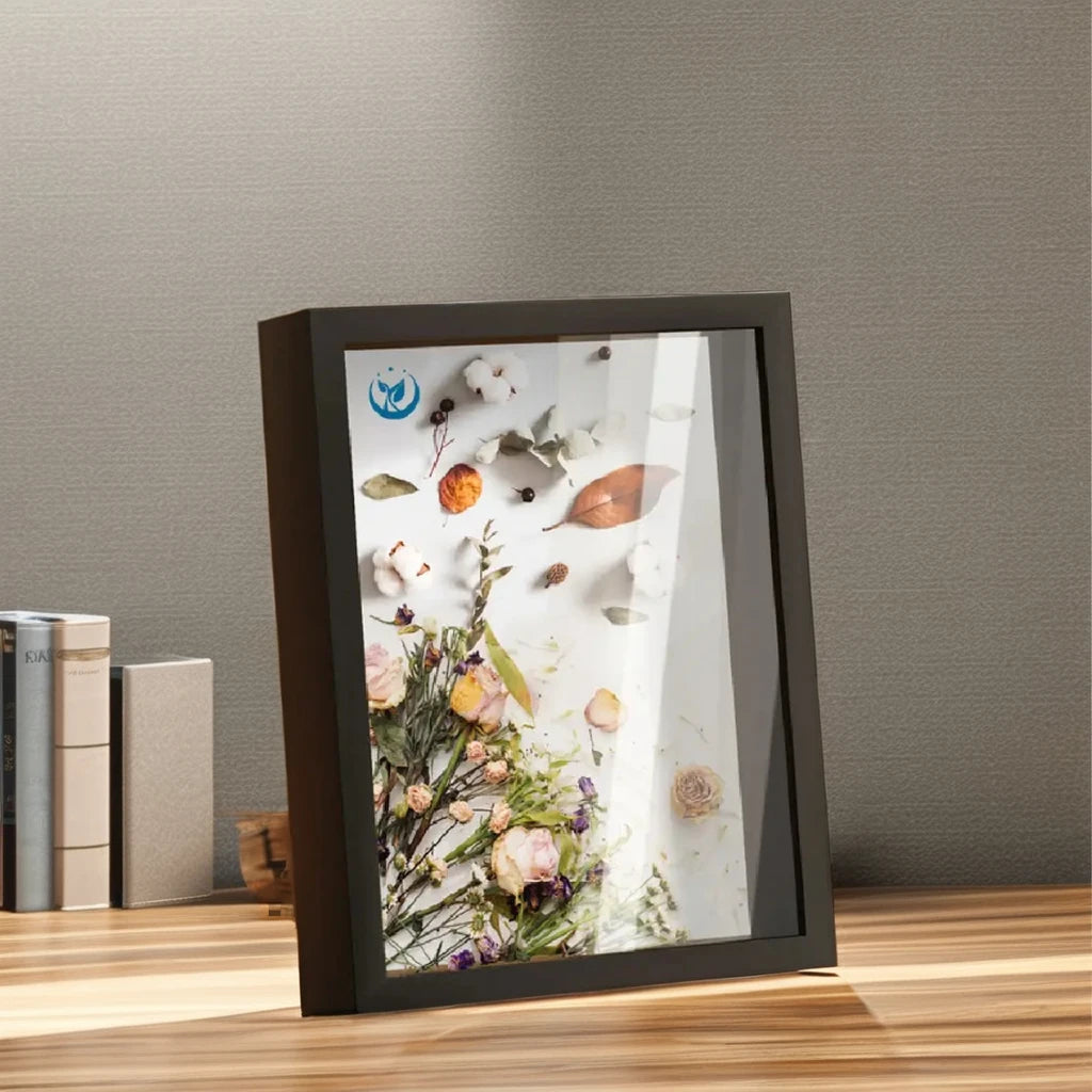 Custom Black & White MDF Wood 3D Deep 8x8 12x12 Shadow Box Frames with Glass Removable Inner Frame for Animals & Flowers