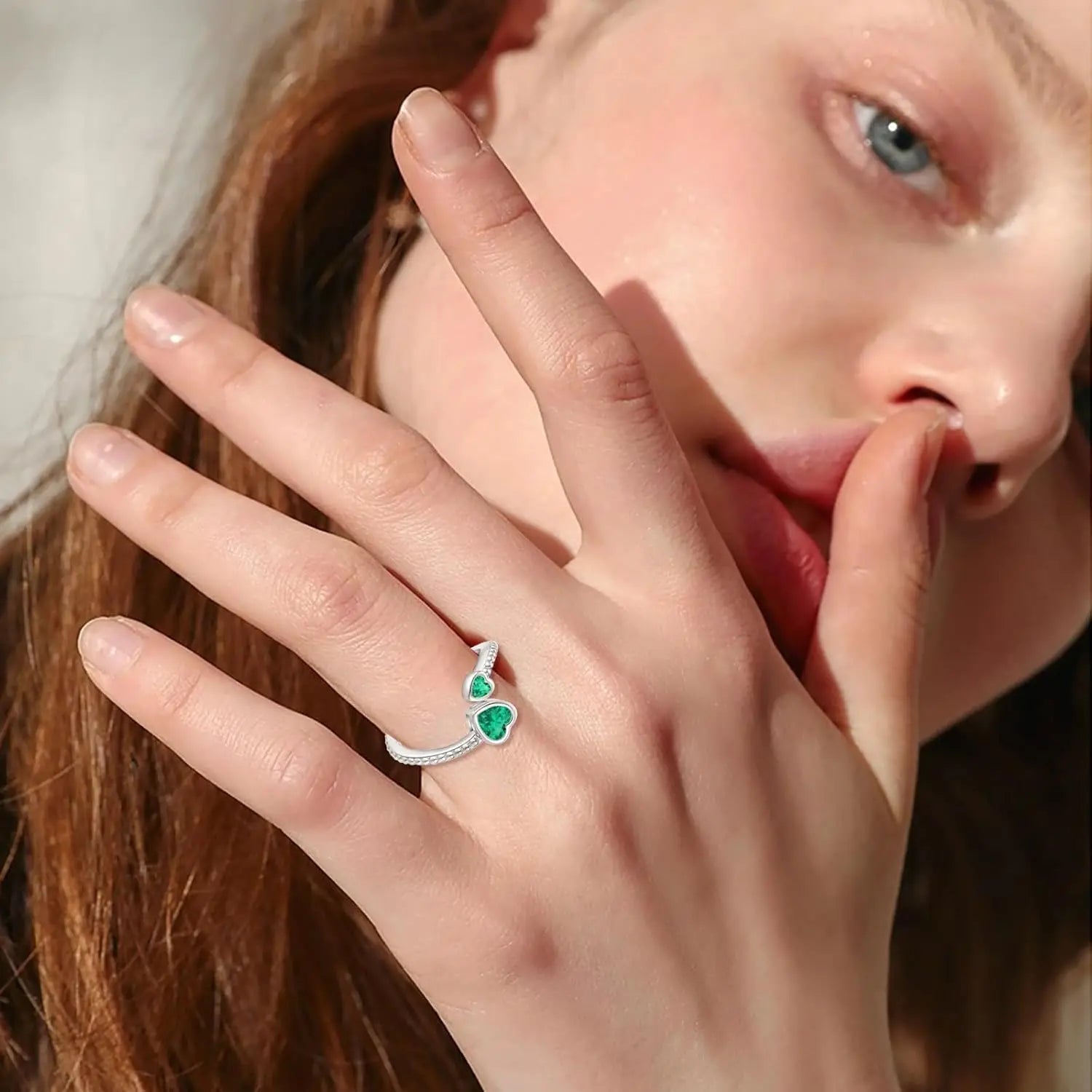 SImple Shiny Adjustable Open Heart Ring Rainbow Zodiac Month Band Birthstone Rings Birthday Gifts to My Daughter