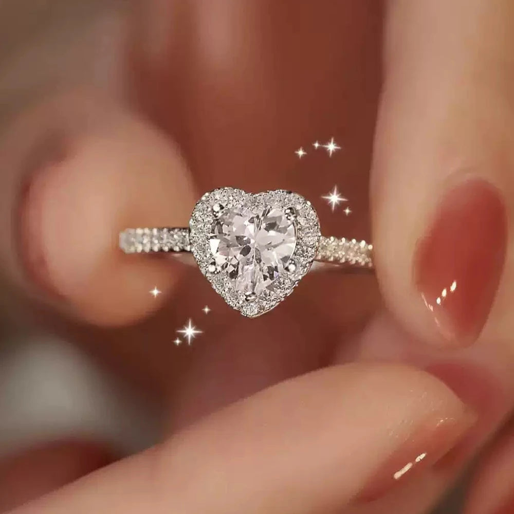 CANNER Heart Cut 5A White CZ Wedding 925 Sterling Silver Rings Jewelry Full   Zircon Engagement Rings Women