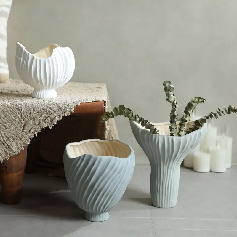 Wasabi Style Ceramic Vase Set | Minimalist Japanese Coffee Table Home Decor