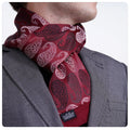 Exve Exclusive Elegant Double-Sided Burgundy Scarf with Silver Black Shawl Pattern Jacquard Woven Knitted