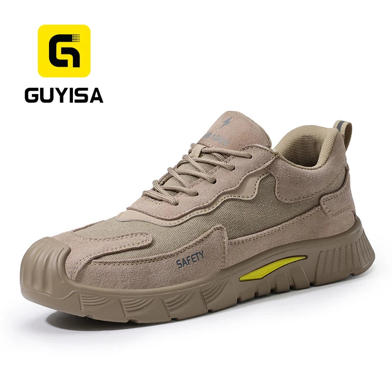 GUYISA Safety Shoes for Men  Insulation 10kv Toe  PU Shoes for Men Anti-puncture Suede Safety Shoes