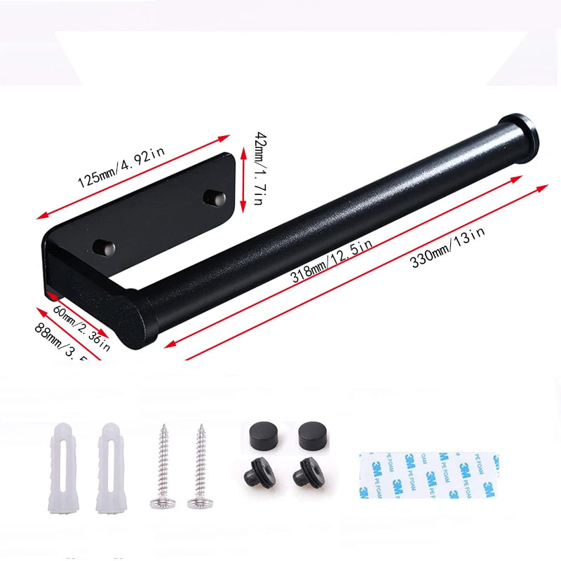 Modern Aluminum Black Kitchen Towel Holder Under Cabinet Mount Self Adhesive Paper Towel Rack Kitchen Roll Holder