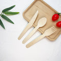 Convenient Mini Biodegradable Eco-Friendly Disposable Birch Wood Cutlery Spoon Fork Knife Restaurant Set for Parties