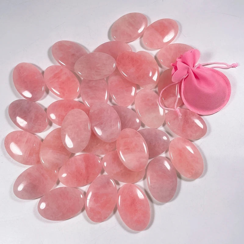 Hongzhuo Rose Quartz Crystal Gemstone Soap Stone Palm Massage Stone