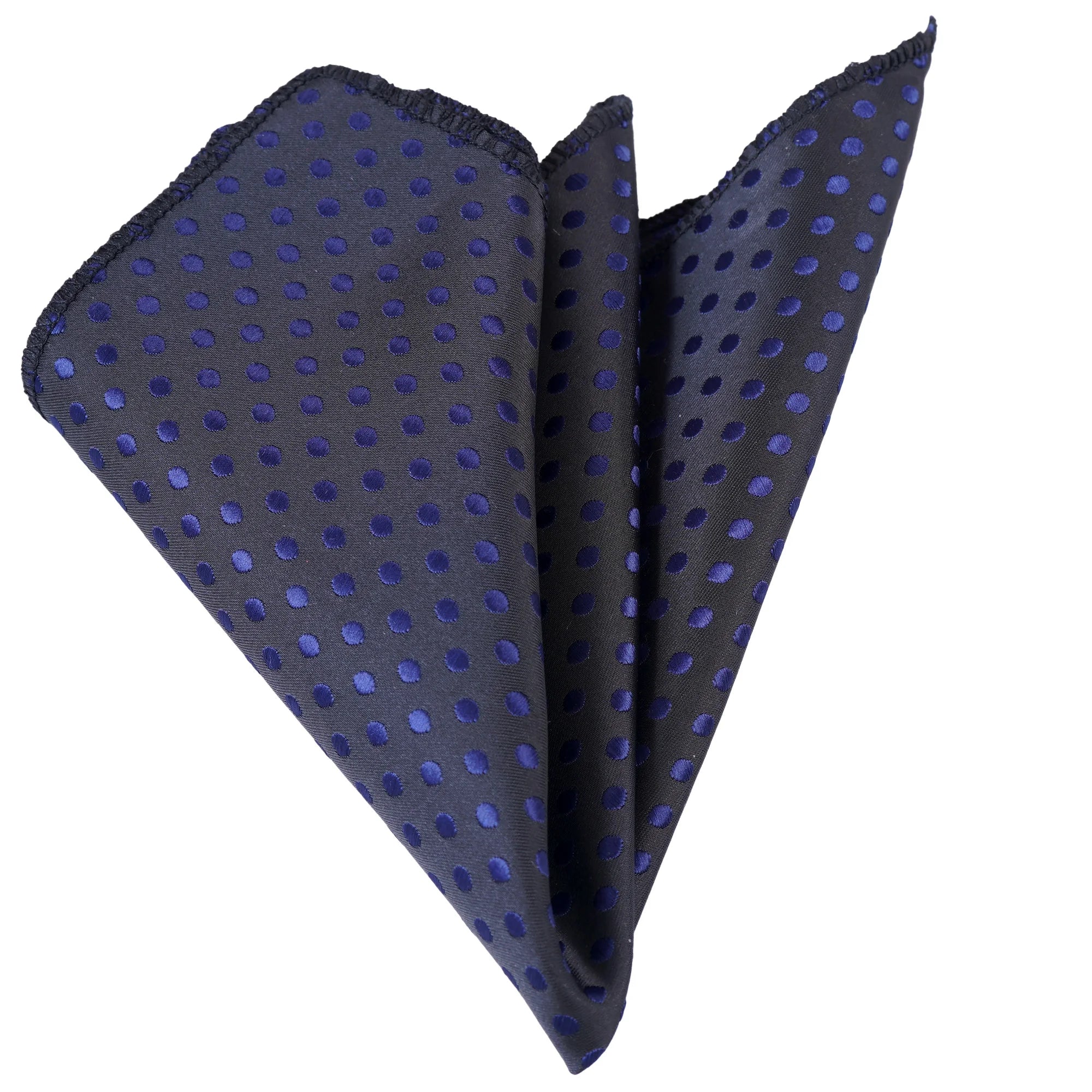 Black with Navy Blue Polka Dot Jacquard Woven Neckerchief