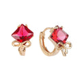 Bling Delicate 18k Gold Plated Fancy Simple Design Bow Tie Knot Cz square Cubic Zirconia Huggie Earrings Trending Ear Tops