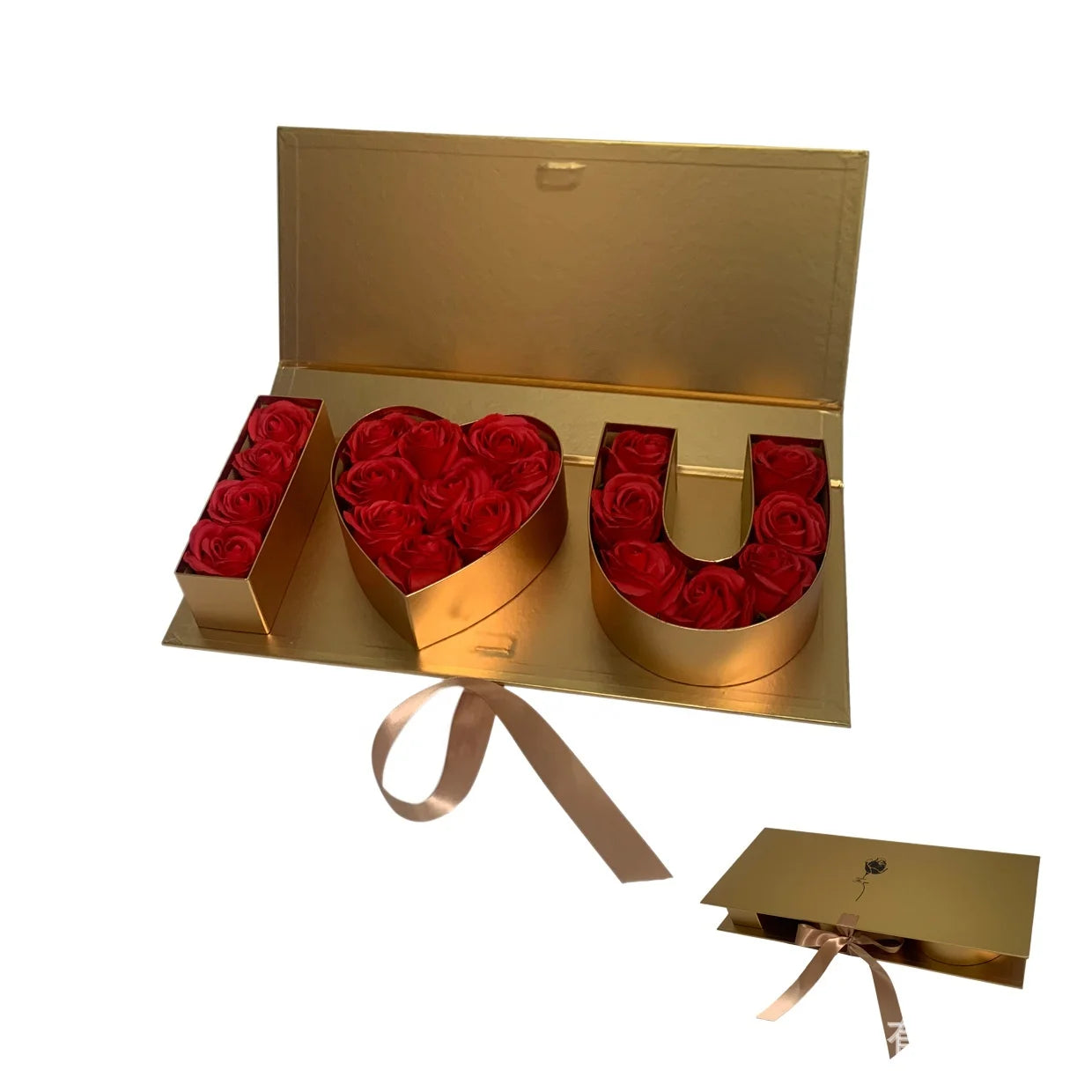I Love U You Decorative Paper Boxes with Ribbon Foil Specifications and UV Advantage for Crafts Flowers Gift Packing