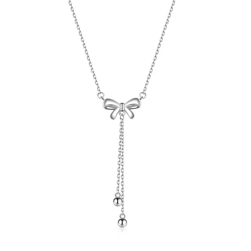 Wholesale Fine Jewelry Silver 925 Necklaces Luxury Necklace Bowknot Pendant for Women Wedding Gift