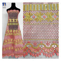 YX1079 Lowest Price on the Entire Network Multi-Colored Polyester Milk Silk Flowers Lace Embroidered Fabric Ethnic Style