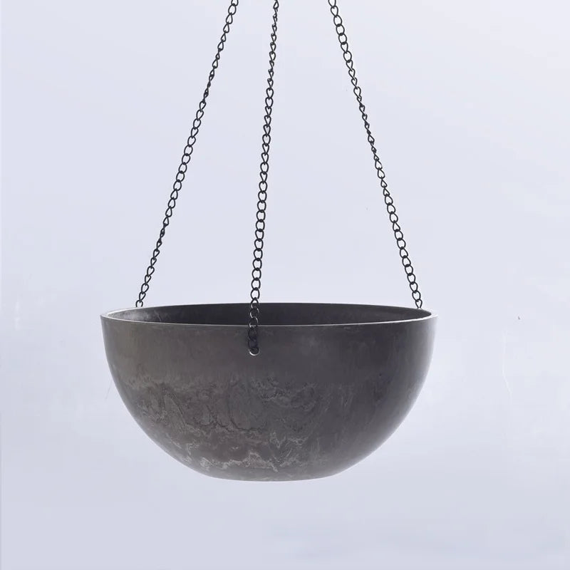 Resin Hanging Planter with Metal Chains Durable Decorative Flower Pot for Indoor & Outdoor Plants Modern Stylish Garden DÃ©cor
