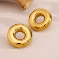 Dreamshow Fashion Earrings Minimalist Hollow Hoop Stud Earrings for Women Stainless Steel Jewelry