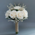 Silk Flower Bouquet White Rose Bouquet Wedding Flowers for Bride Bridesmaids Wedding Bridal Bouquet