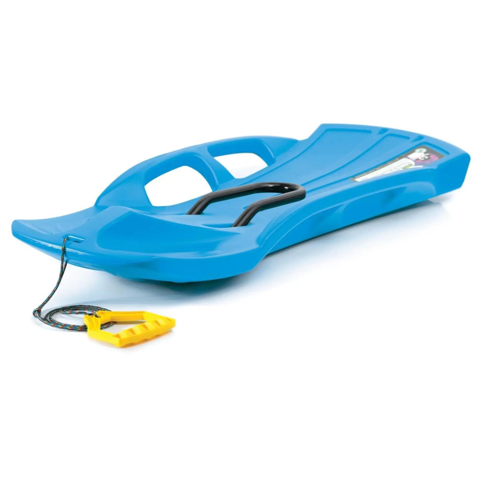 Sled with side handles movable central guard and footrest with rope model SNOW TRAIN CONTROL