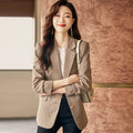 S-3XL Striped Blazers Women's Fashion Office Single-breasted Suit Jacket Retro Fashion Collar Long Sleeve Street Jacket