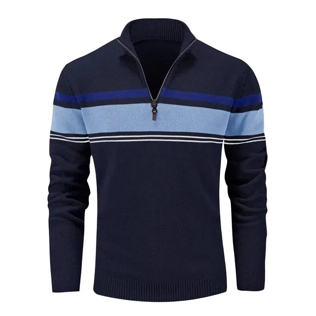 Best Selling Products 2023 Fall Winter Quarter Zip up Sweater Pullover Knitted Casual Tops Streetwear Striped Men's Sweaters