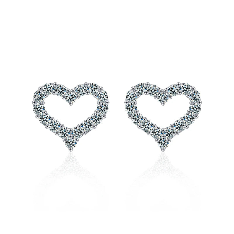 XEZ044 Full Moissanite Stud Earrings for Women Heart Shape 925 Silver Diamond Sparkling Earring Fashion Wedding Fine Jewelry