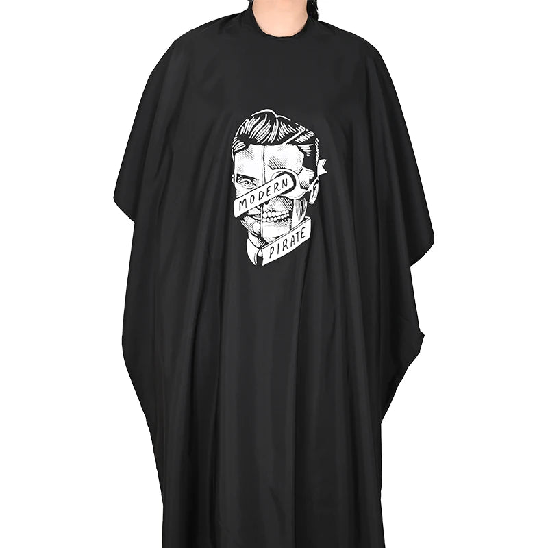 KEFEI Custom Logo Hair Salon Capes Wholesale Water Repellent Anti-static Polyester Pongee Black Hairdressing Cape Printed Design