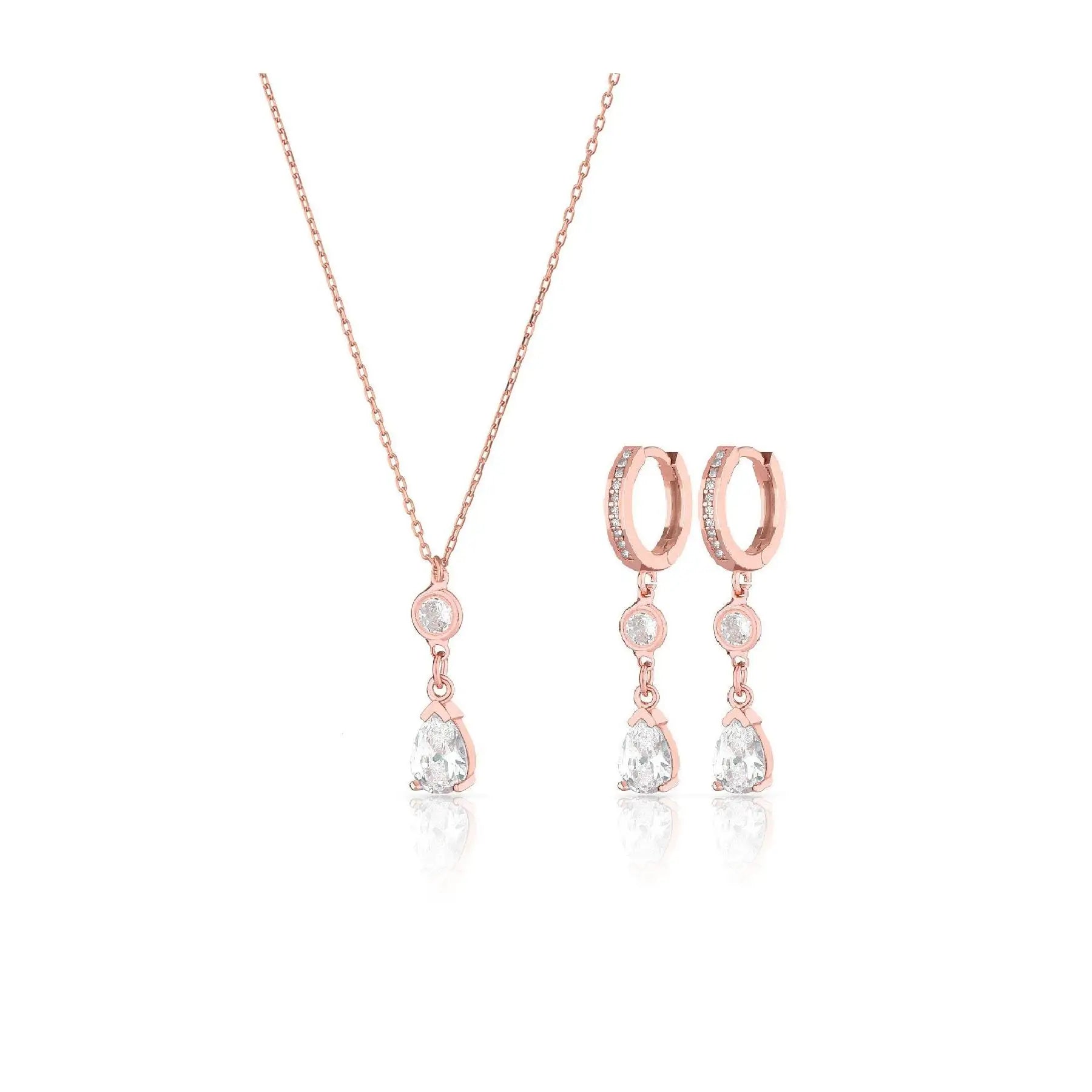 Azuris 925 Carat Drop Stone Set Rose Gold Plated Sterling Silver Jewelry with Zircon As Main Stone