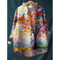 2025 Summer Women's Casual Comfortable and Loose Printed V-neck Shirt with Temperament Suitable for Commuting