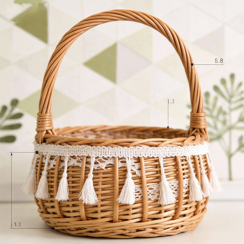 Factory Wholesale Customizable Premium Hand-woven Flower Basket Made From Natural Rattan MegaBDM