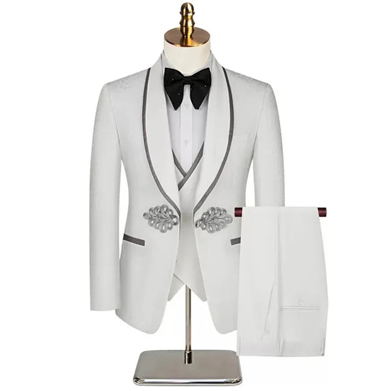 Customized Men's Three-Piece Exquisite Plate Clasp Fashion Suits Formal Wedding Groom Business Blazers Plus Size Options
