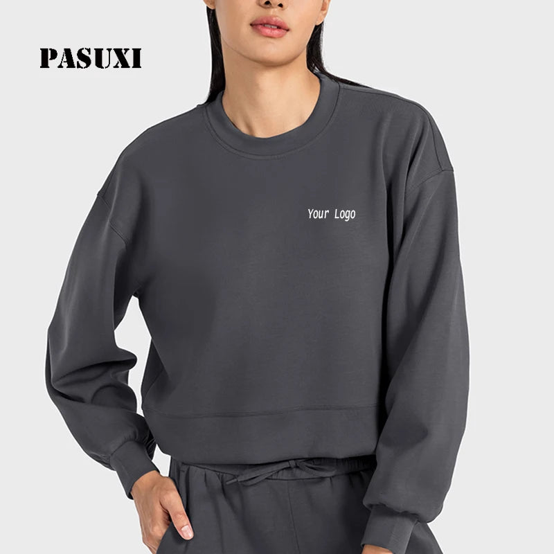PASUXI New Yoga Long Sleeve Loose Skin-friendly Quick-dry Sports Sweatshirt for Women Leisure Drape Fit Gym Activewear