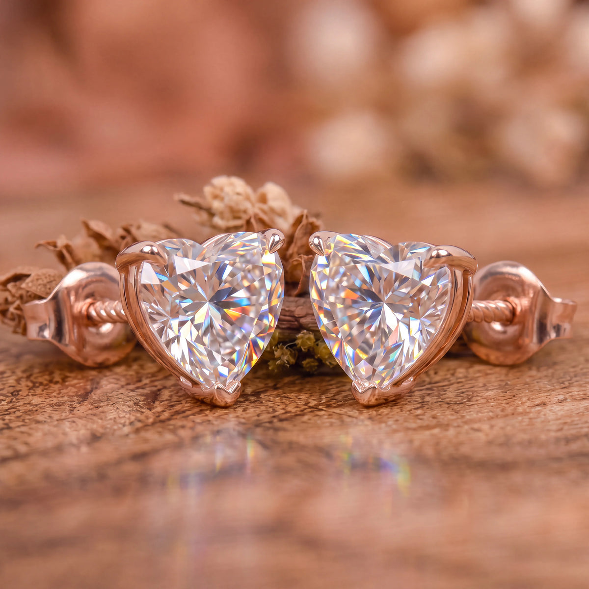 Charm Vvs Heart Cut Lab Created Made Diamond Earrings Custom IGI CVD Lab Grown Diamond Stud Earring 18K Gold Women Bling Jewelry MegaBDM