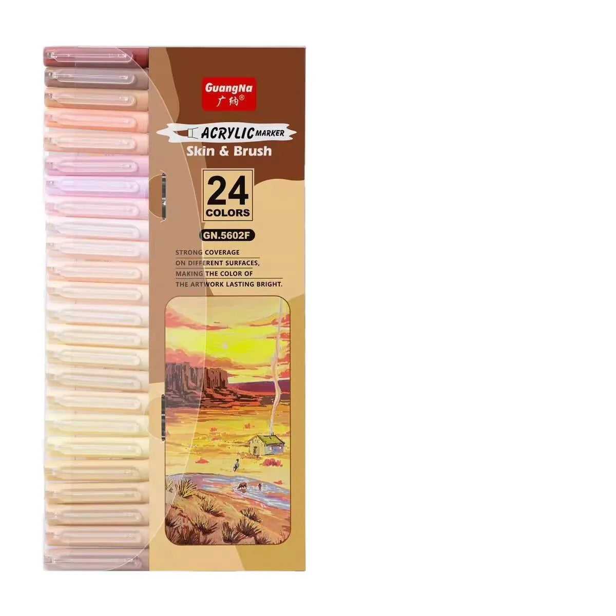 Guangna GN5602F 12/24 Skin Colour Set Brush Tip Acrylic Color Marker Pens Art Supplies Markers Pen Set