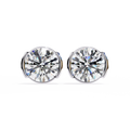 REYES Elegant Design Cut 2.5Ct Moissanite Bezel Setting Sterling Silver Freshwater Pearl Stud Earring IGI Certified 14K Gold