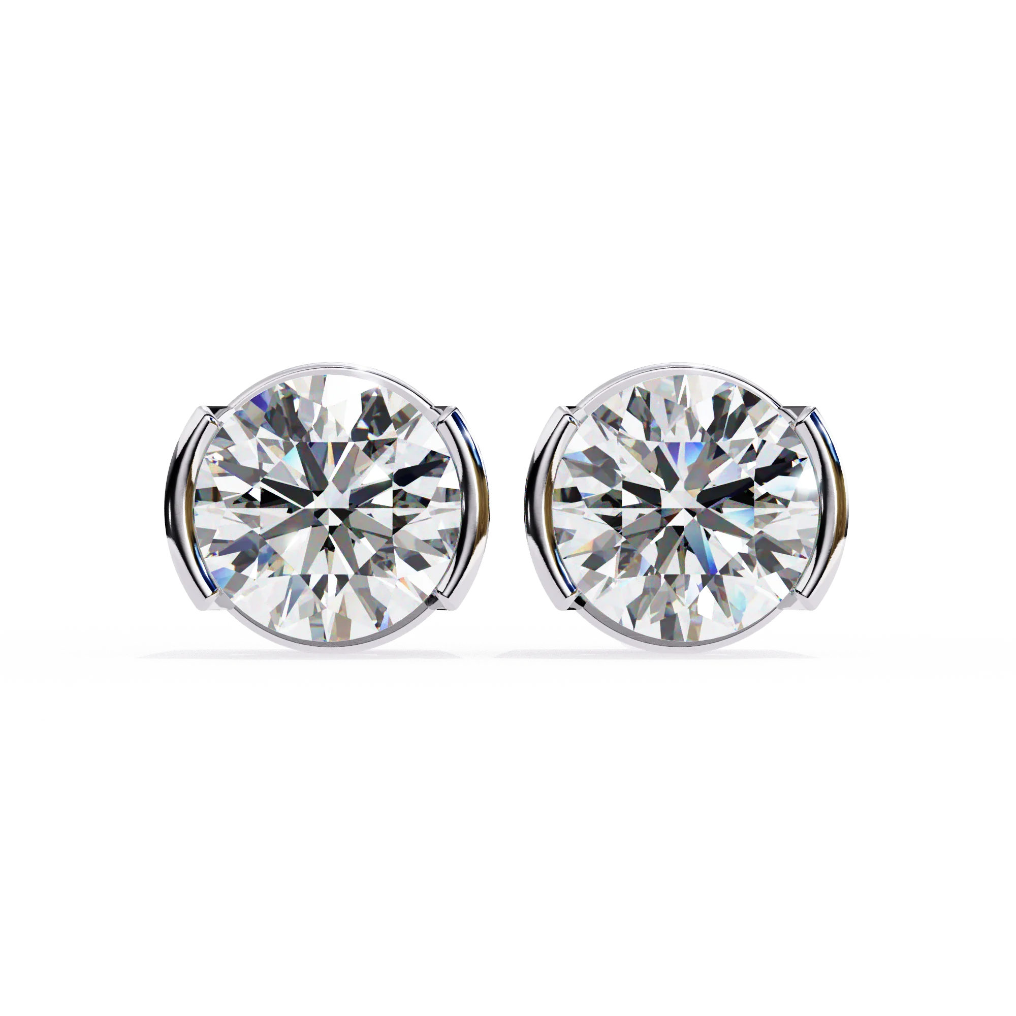 REYES Elegant Design Cut 2.5Ct Moissanite Bezel Setting Sterling Silver Freshwater Pearl Stud Earring IGI Certified 14K Gold