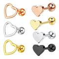 New Korean Style Stud Piercing Earrings Hollow Out Thread Cartilage Earrings Colorful Love Heart Stud Earrings for Women