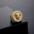 Wholesale Hip Hop Jewelry Christian Jesus Ring Iced Out Cubic Zircon Diamond Jesus Face Head Christ Brass Real Gold Plated Ring