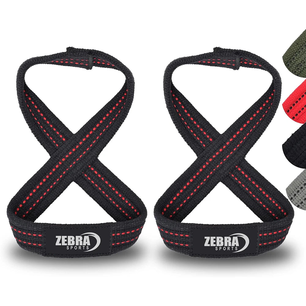 Zebra Sports Custom Figure 8 Wrist Support Straps-Strongman Cross Training Breathable 100% Cotton Weightlifting Powerlifting