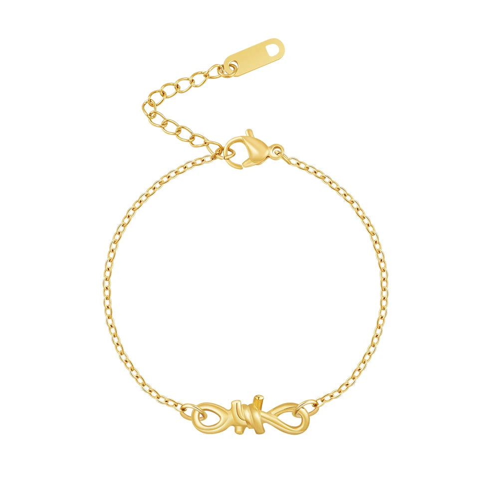 Latest 18K Gold Plated  Stainless Steel Jewelry Thorns Knot Design Cuff Bracelet Waterproof for Women Punk Bracelet B242442