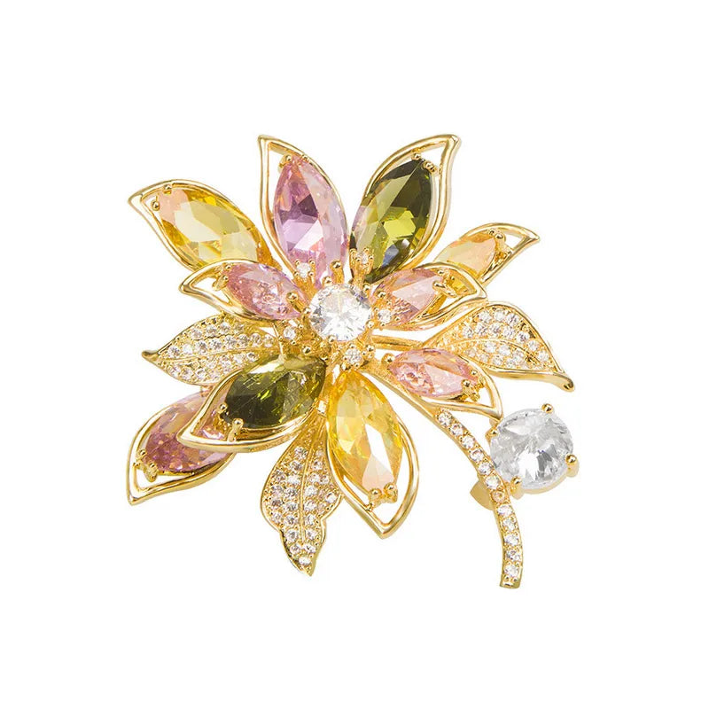 Wholesale Rhinestone Women Clothing Crystal Floral Flower Brooch Bouquet Wedding Bridal