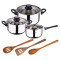 Toledo 5pc cookware set suitable for induction + San Ignacio AGROS 3pc acacia wood kitchen utensil set